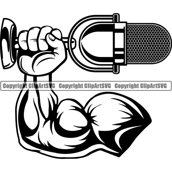 Microphone Mic Audio Music Record Broadcast Podcast Webinar Equipment Logo ClipArt SVG