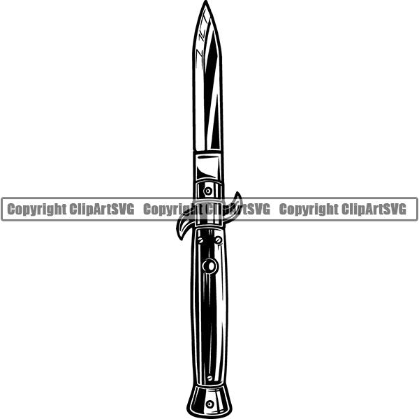 Military Weapon Knife Automatic Switch Blade ClipArt SVG