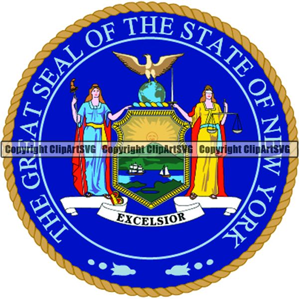 State Flag Seal New York ClipArt SVG