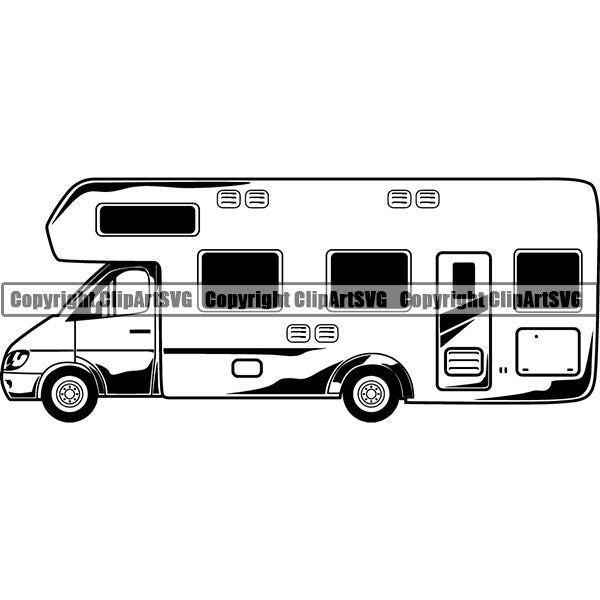 Camping Camper Recreational Vehicle RV Trailer Hiking Logo Clipart SVG