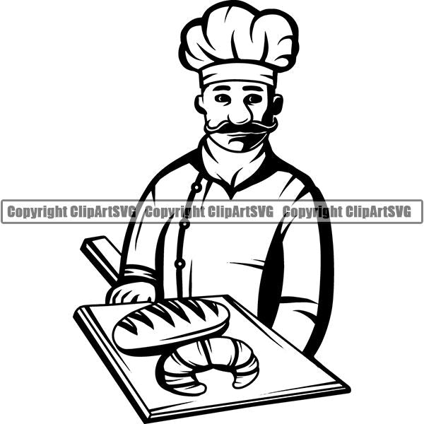 Cooking Baking Baker Chef Cook Uniform Hat ClipArt SVG
