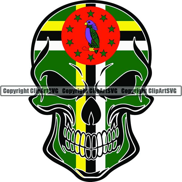 Country Flag Skull Dominica ClipArt SVG