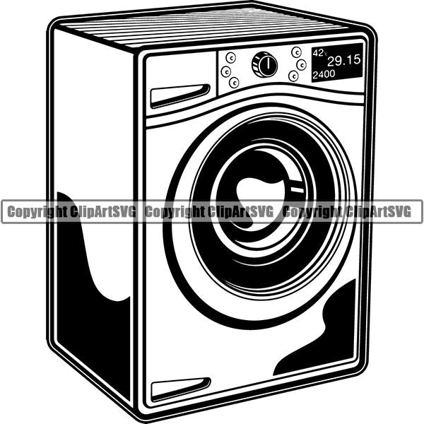 Maid Cleaning Service Housekeeping Housekeeper Washing Machine Dryer ClipArt SVG