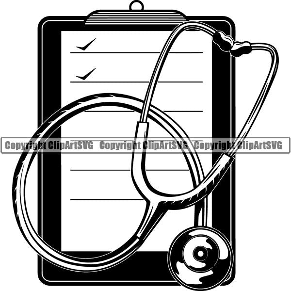 Medical Doctor Nurse Hospital Stethescope Clipboard ClipArt SVG