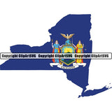 State Flag Map New York ClipArt SVG