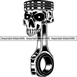 Mechanic Repair Shop Garage Piston Skull ClipArt SVG