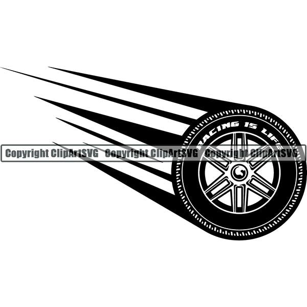 Sports Car Racing Tire Motion ClipArt SVG