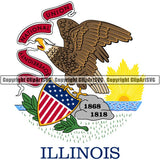 State Flag Square Illinois ClipArt SVG