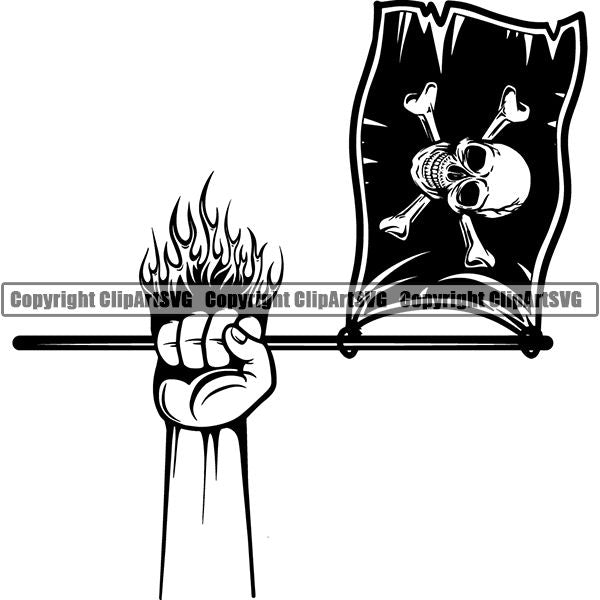 Pirate Sea Gangster Criminal Warrior Flag ClipArt SVG