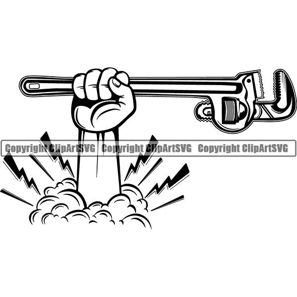 Plumbing Plumber Pipe Repair Service Wrench ClipArt SVG