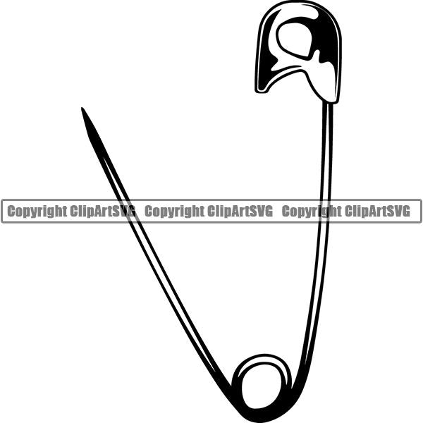 Tailor Seamstress Alterations Saftey Pin ClipArt SVG
