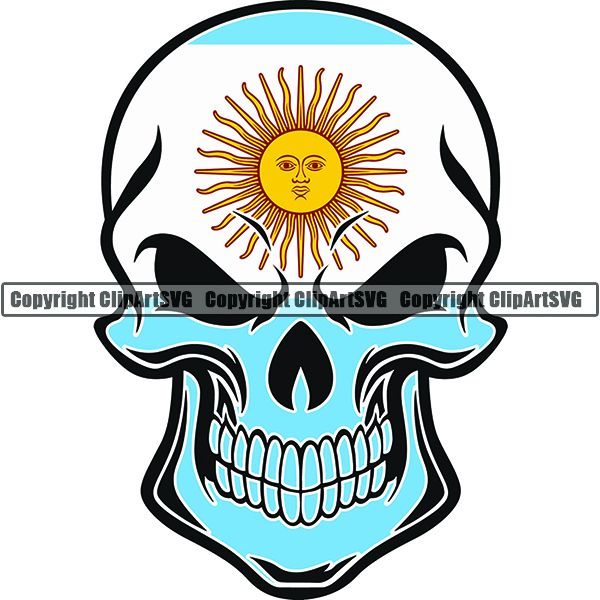 Country Flag Skull Argentina ClipArt SVG