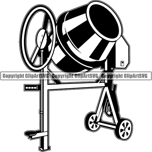 Mason Concrete Brick Building Repair Service Manual Cement Mixer ClipArt SVG