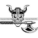 Viking Warrior Skull ClipArt SVG