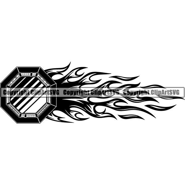 Sports Boxing Boxer MMA Fighter Fire ClipArt SVG