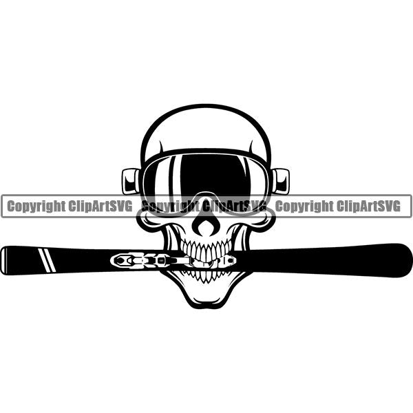 Sports Snowboarding Snowboard Skiing Ski Googles Ski Skull Skeleton Scary Evil Horror Halloween Death Dead X Sports Extreme ClipArt SVG