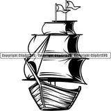 Pirate Sea Gangster Criminal Warrior Ship ClipArt SVG