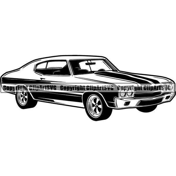 Sports Car Vintage Retro Classic ClipArt SVG