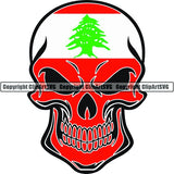 Country Flag Skull Lebanon ClipArt SVG