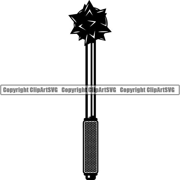 Viking Warrior Ball Mace ClipArt SVG
