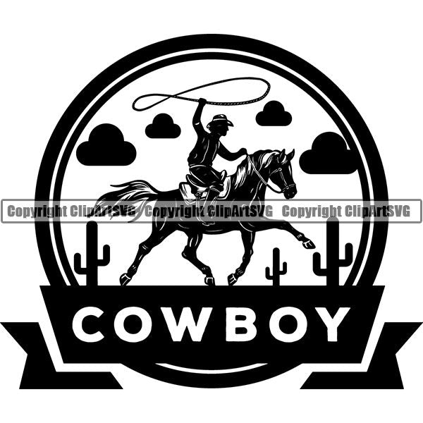 Occupation Cowboy Logo ClipArt SVG