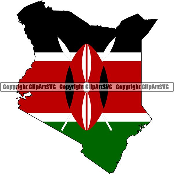 Country Flag Map Kenya ClipArt SVG