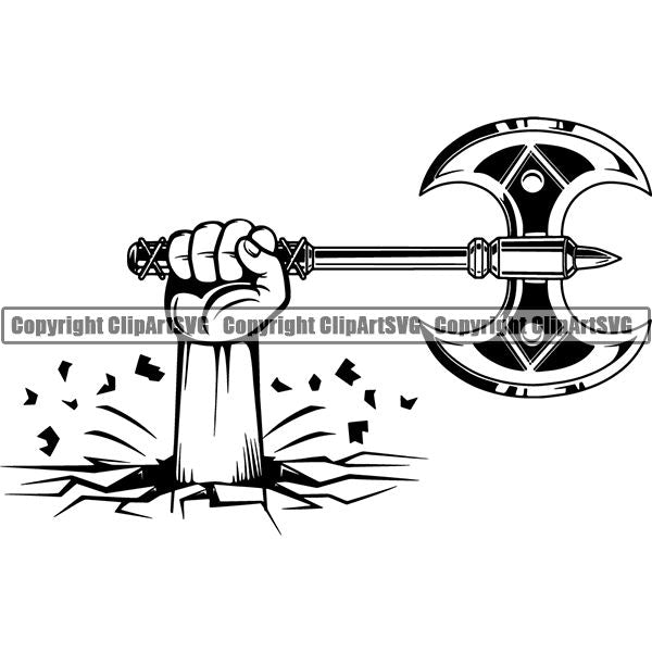 Viking Warrior Axe Double ClipArt SVG