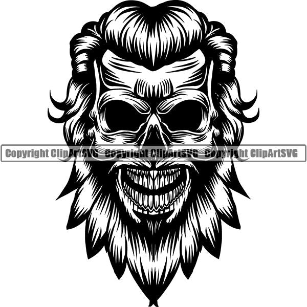 Viking Warrior Skull ClipArt SVG