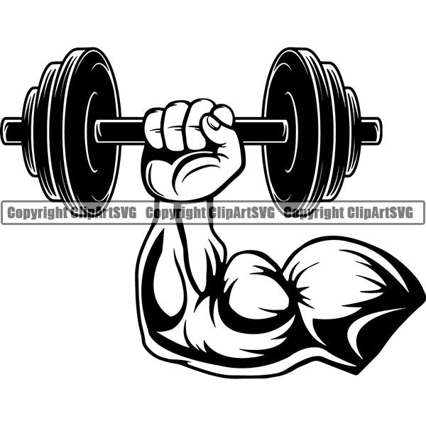 Gym Sports Bodybuilding Fitness Muscle Dumbbell ClipArt SVG