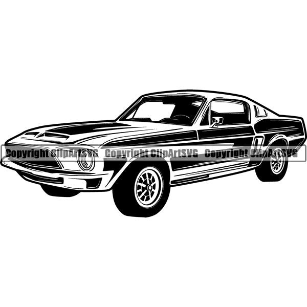 Sports Car Vintage Retro Classic ClipArt SVG