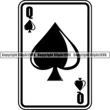 Game Poker Card Spade Queen ClipArt SVG
