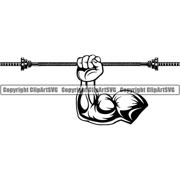 Gym Sports Bodybuilding Fitness Muscle Weight Bar ClipArt SVG