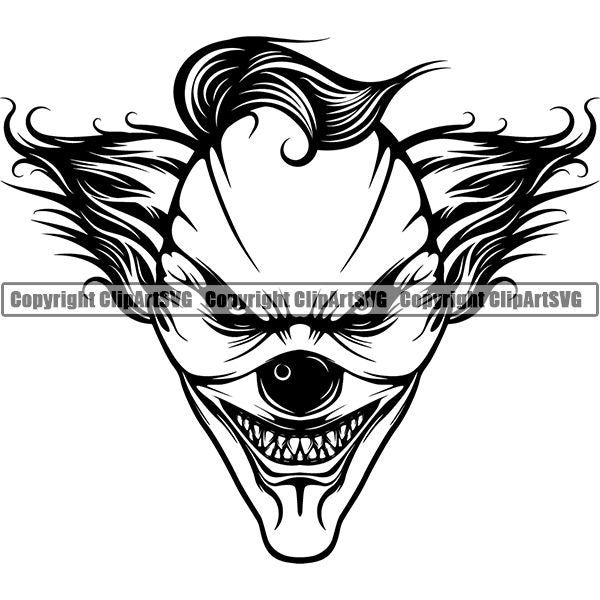 Evil Scary Clown ClipArt SVG
