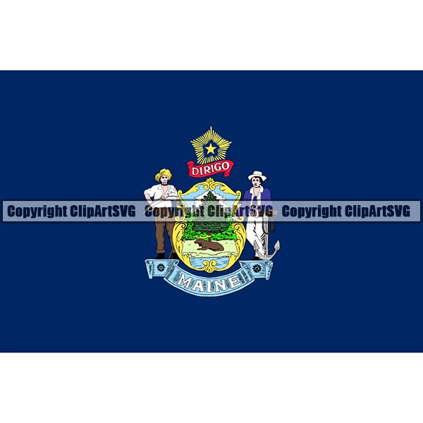 State Flag Square Maine ClipArt SVG