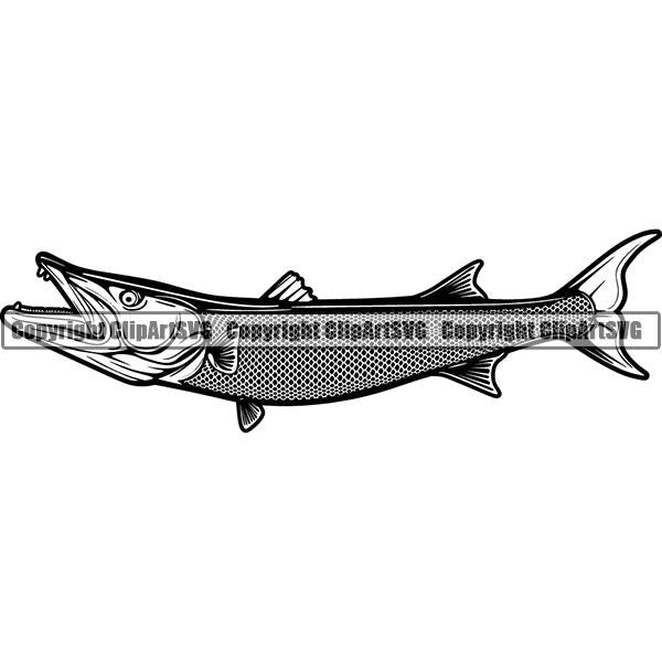 Sports Game Fishing Hunting Fish Hunt Fish Barracuda ClipArt SVG