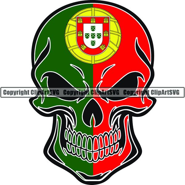 Country Flag Skull Portugal ClipArt SVG