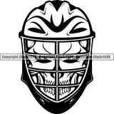 Sports Game Lacrosse Helmet Skull Skeleton Scary Evil Horror Halloween Death Dead ClipArt SVG
