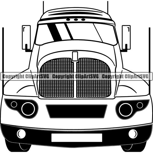 Truck Driver Trucking Trucker Driving Transportation Semi Flatbed Tractor Trailer ClipArt SVG
