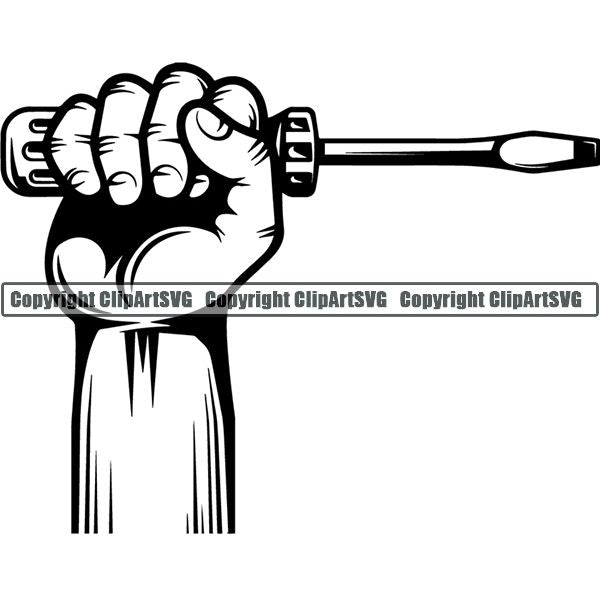 Mechanic Repair Shop Garage Screwdriver Hand ClipArt SVG