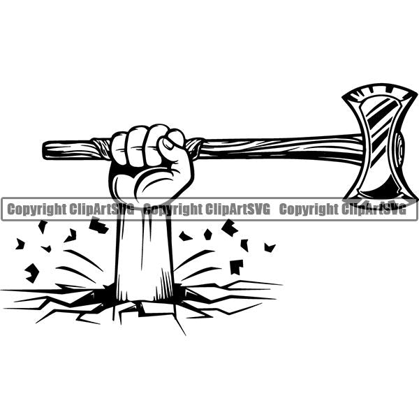 Viking Warrior Axe ClipArt SVG