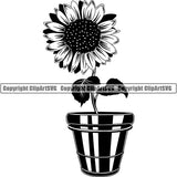 Hobby Gardening Sunflower Pot ClipArt SVG