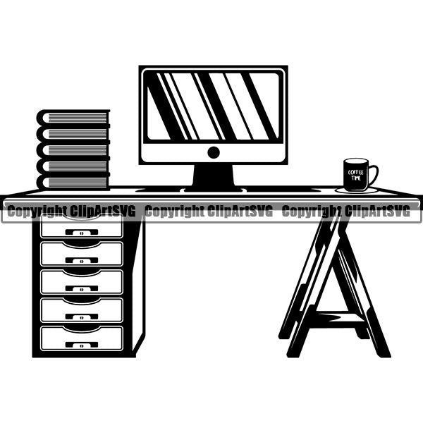 House Furniture Computer Desk ClipArt SVG