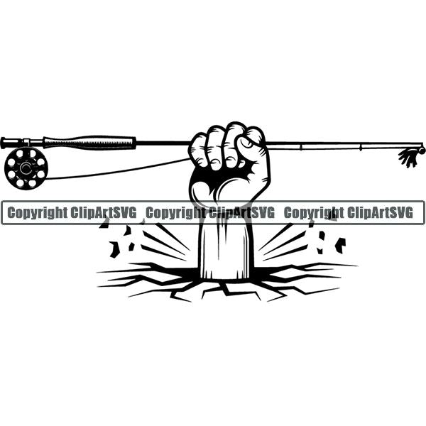 Sports Game Hunting Fishing Hunt Fish Fly Hand Break ClipArt SVG