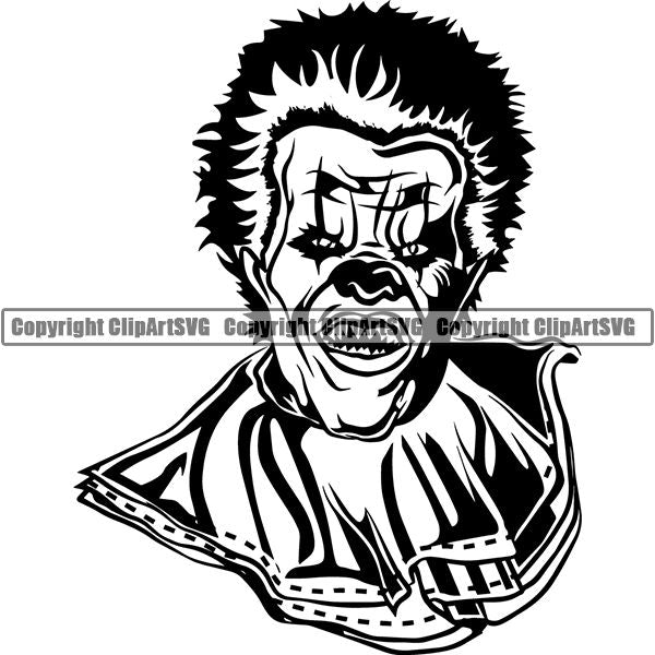 Evil Scary Clown ClipArt SVG