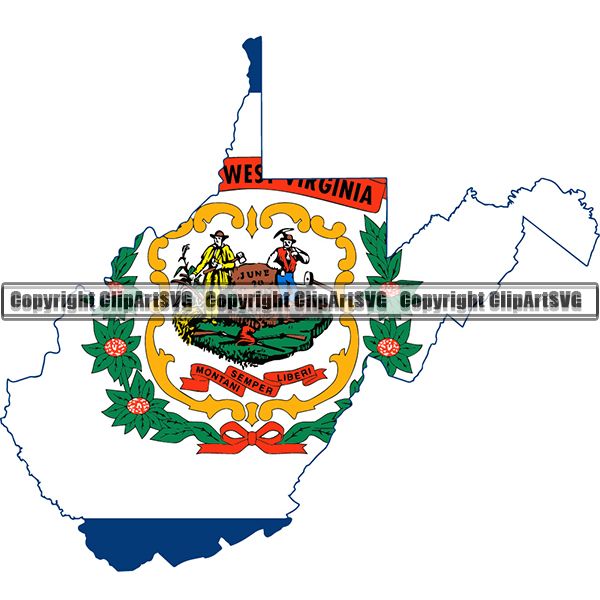 State Flag Map West Virginia ClipArt SVG