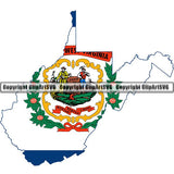 State Flag Map West Virginia ClipArt SVG