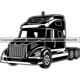 Truck Driver Trucking Trucker Driving Transportation Semi Flatbed Tractor Trailer ClipArt SVG