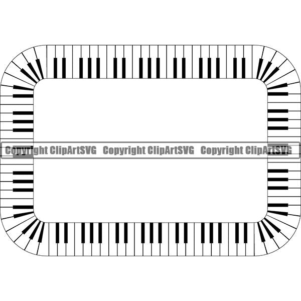 Music Design Element Frame Border Piano Keys Out Rectangle ClipArt SVG