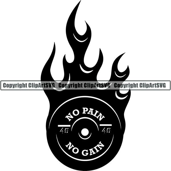 Gym Sports Bodybuilding Fitness Muscle Flame ClipArt SVG