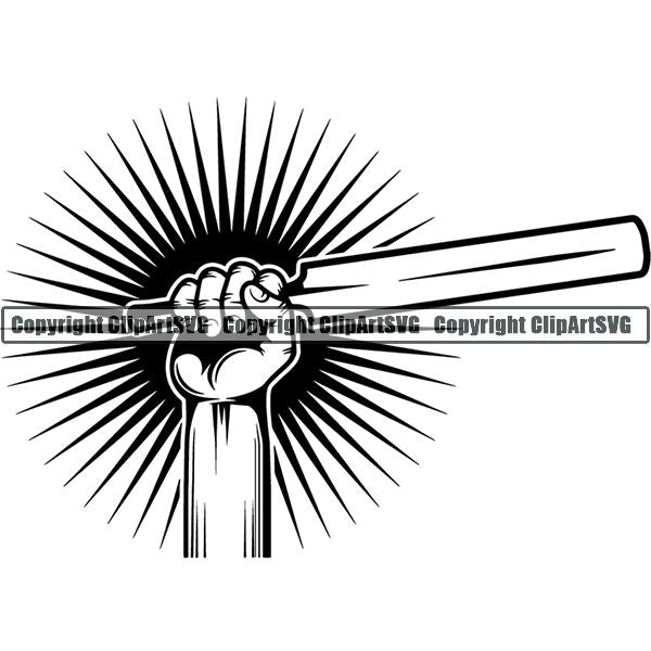 Sports Game Cricket Hand Sunburst ClipArt SVG